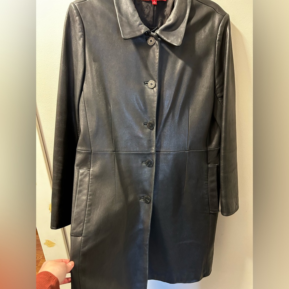 Black Leather Women's Coat